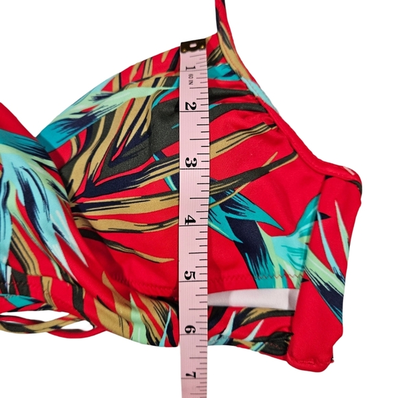 PINK By Victoria's Secret Wrap Front Bikini Top, Red Tropical, Small - Picture 14 of 14